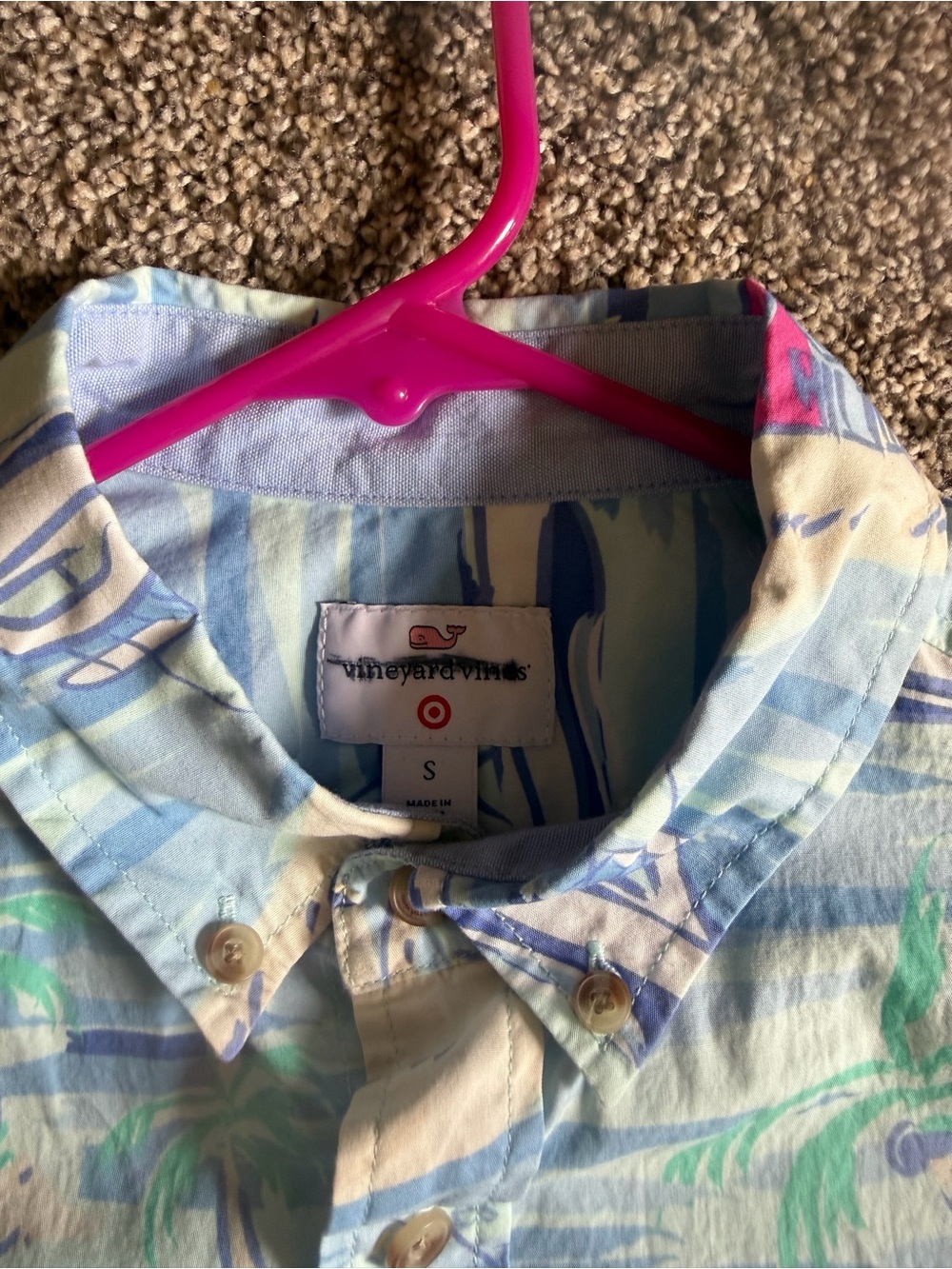 Vineyard Vines Hawaiian Blue Beach Print Button-Down Shirt Casual Men’s Small - Picture 3 of 4
